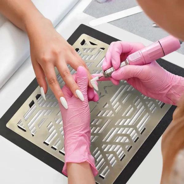 Collecteur de poussière de manucure de bureau intégré ÜLKA Premium X2F + kit (2 filtres HEPA, 1 bâton en bois et 1 brosse)