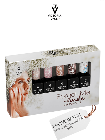 Victoria VYNN 5 Pack Forget me Nude Gel Polish 404-407 et Top Coat Oh ! My Gloss 8ml Gratuit