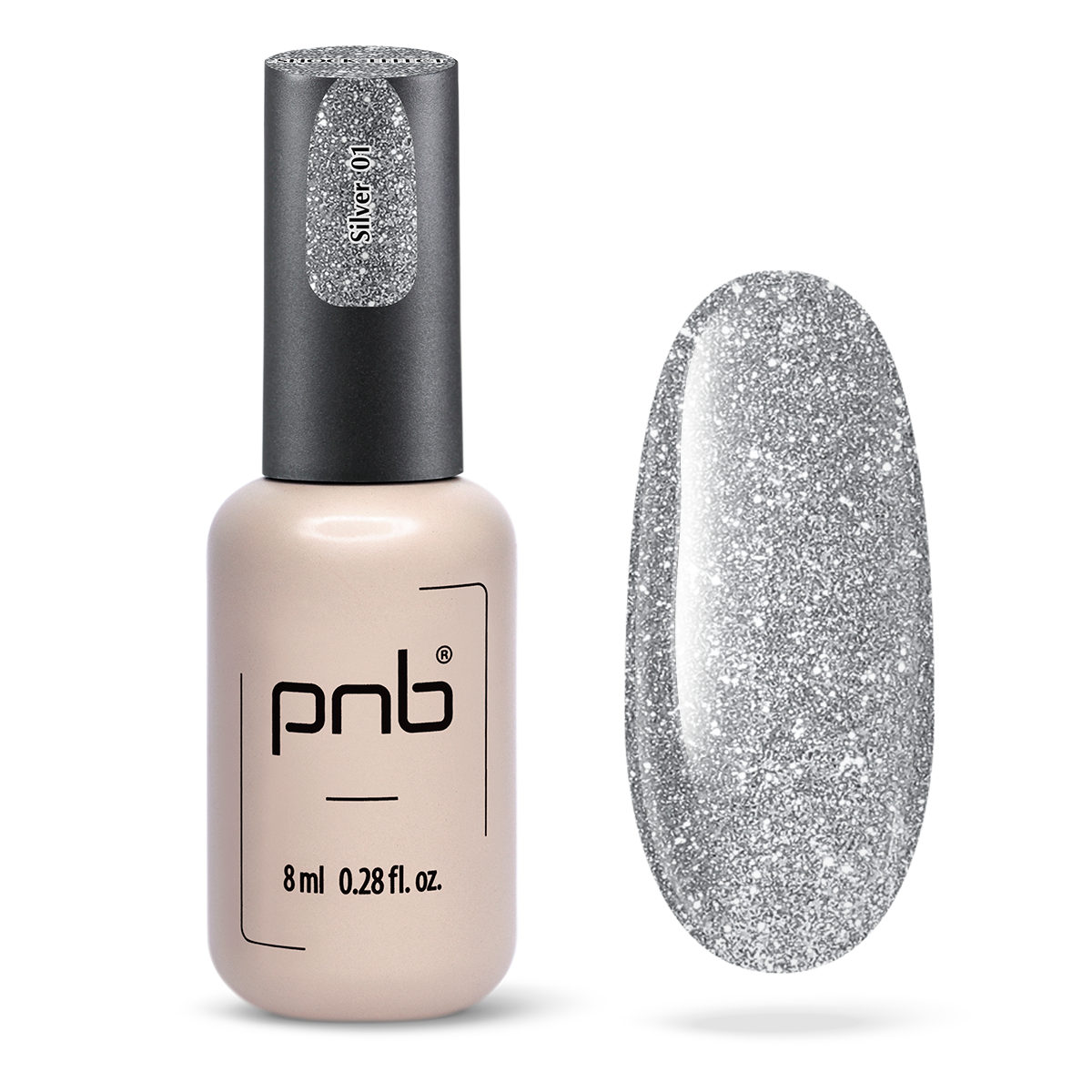Vernis gel PNB Shock Effect No. 01 Silver 8ml