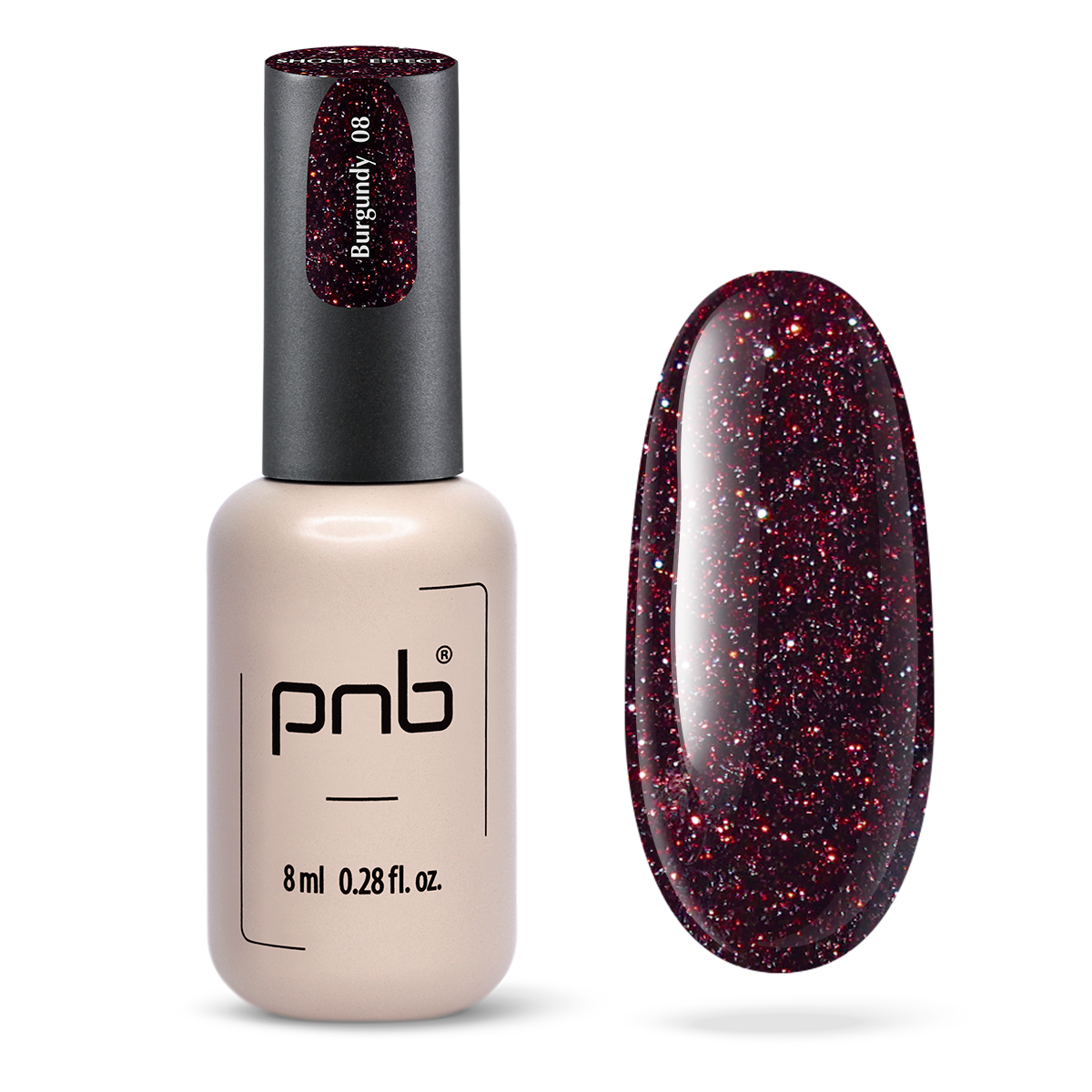 Vernis gel PNB Shock Effect No. 08 Burgundy 8ml