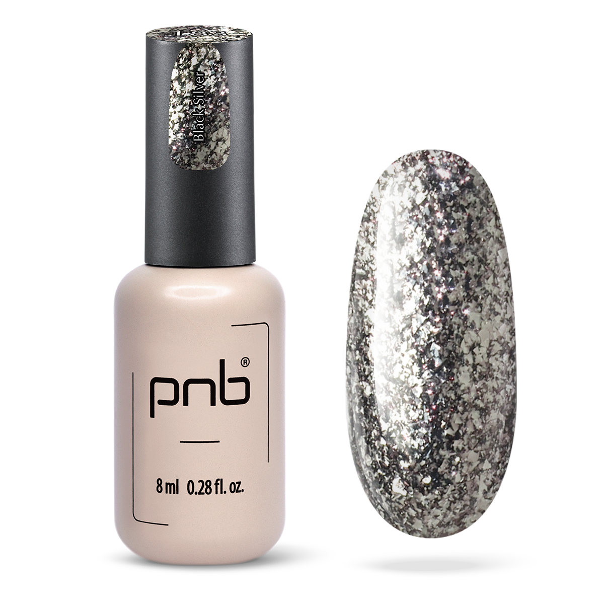Vernis gel PNB No. 183 Black Silver 8ml