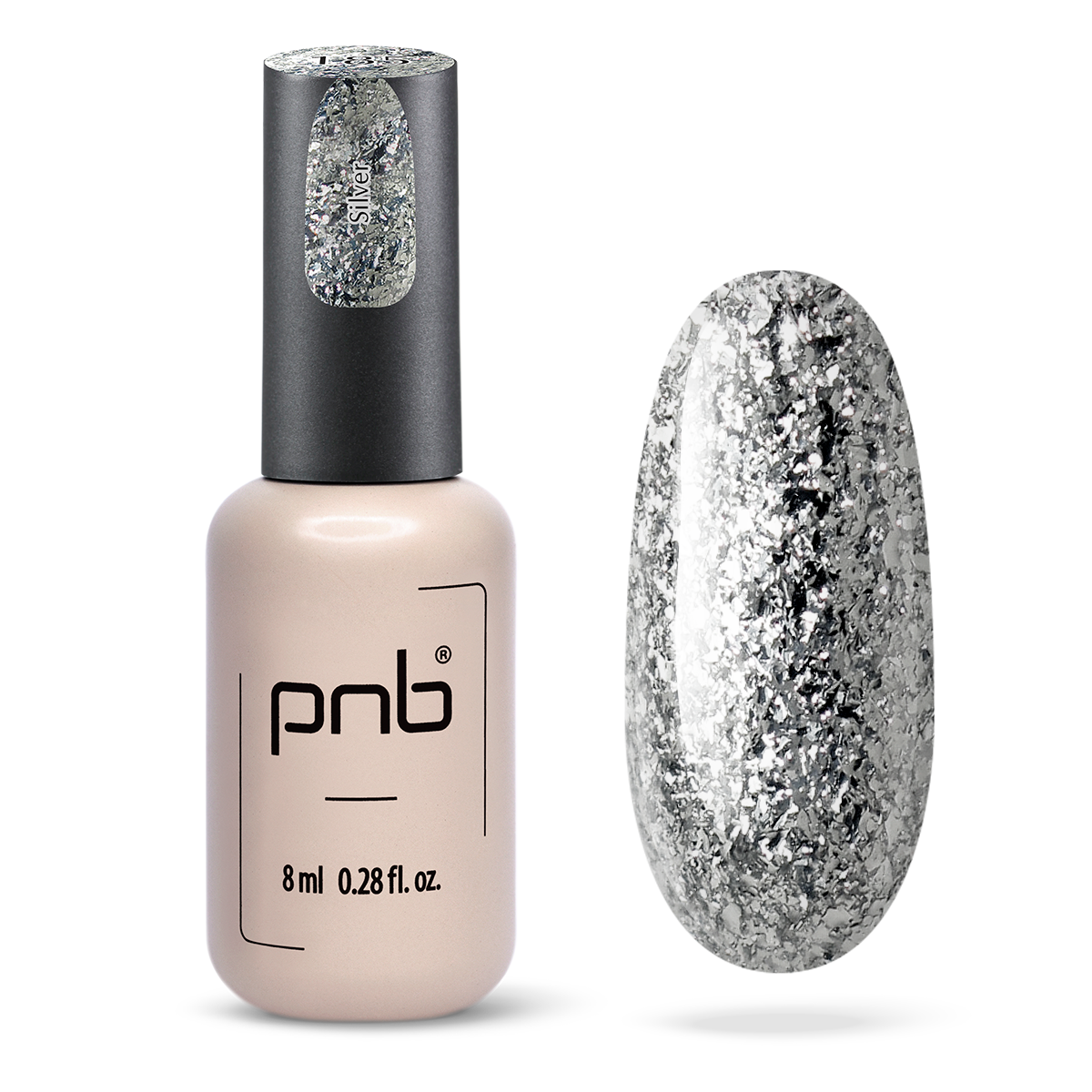 Vernis gel PNB No. 185 Silver 8ml