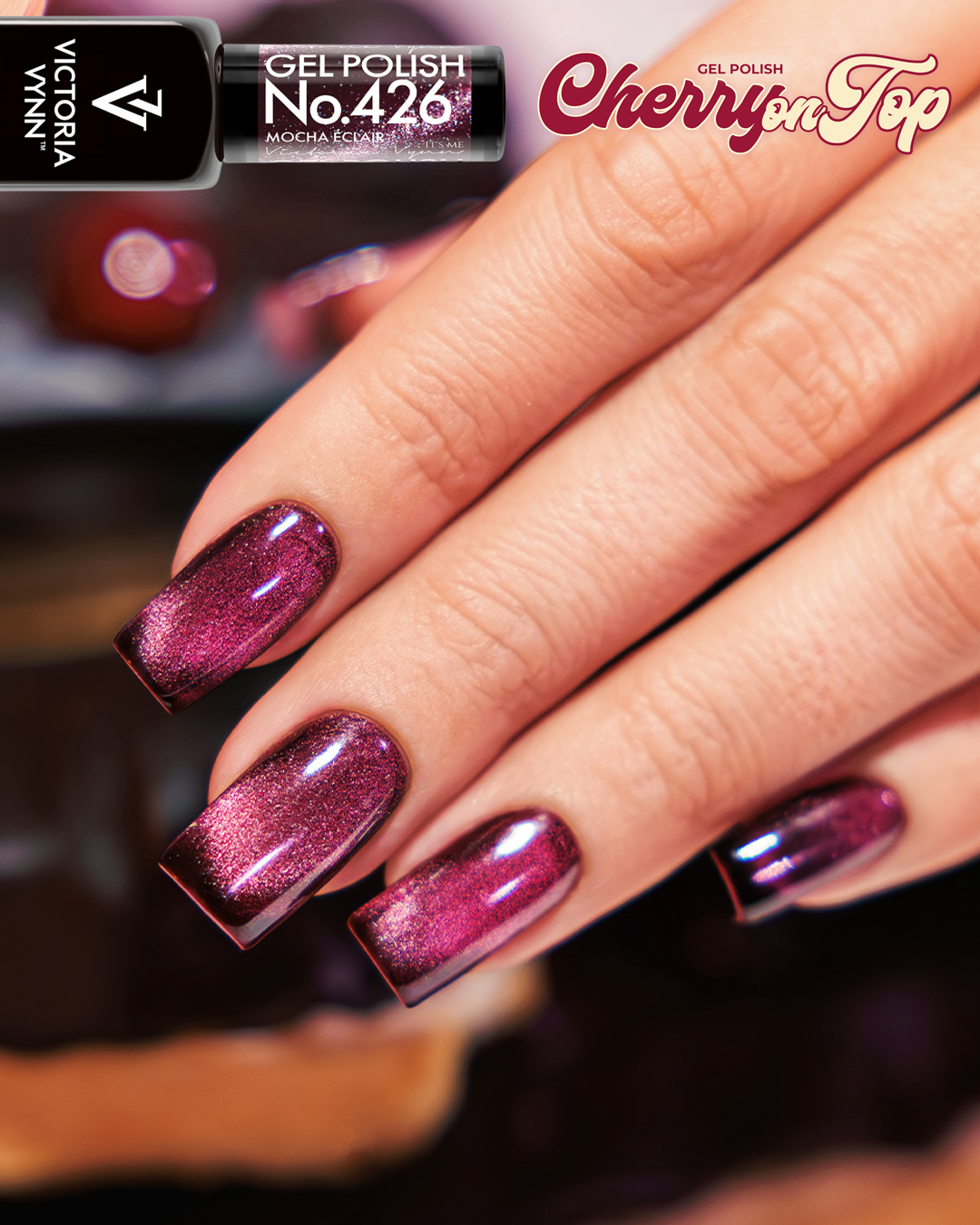 Vernis gel hybride Victoria VYNN n°426 Sparkle Brownie – Collection Cherry on Top | MSMO