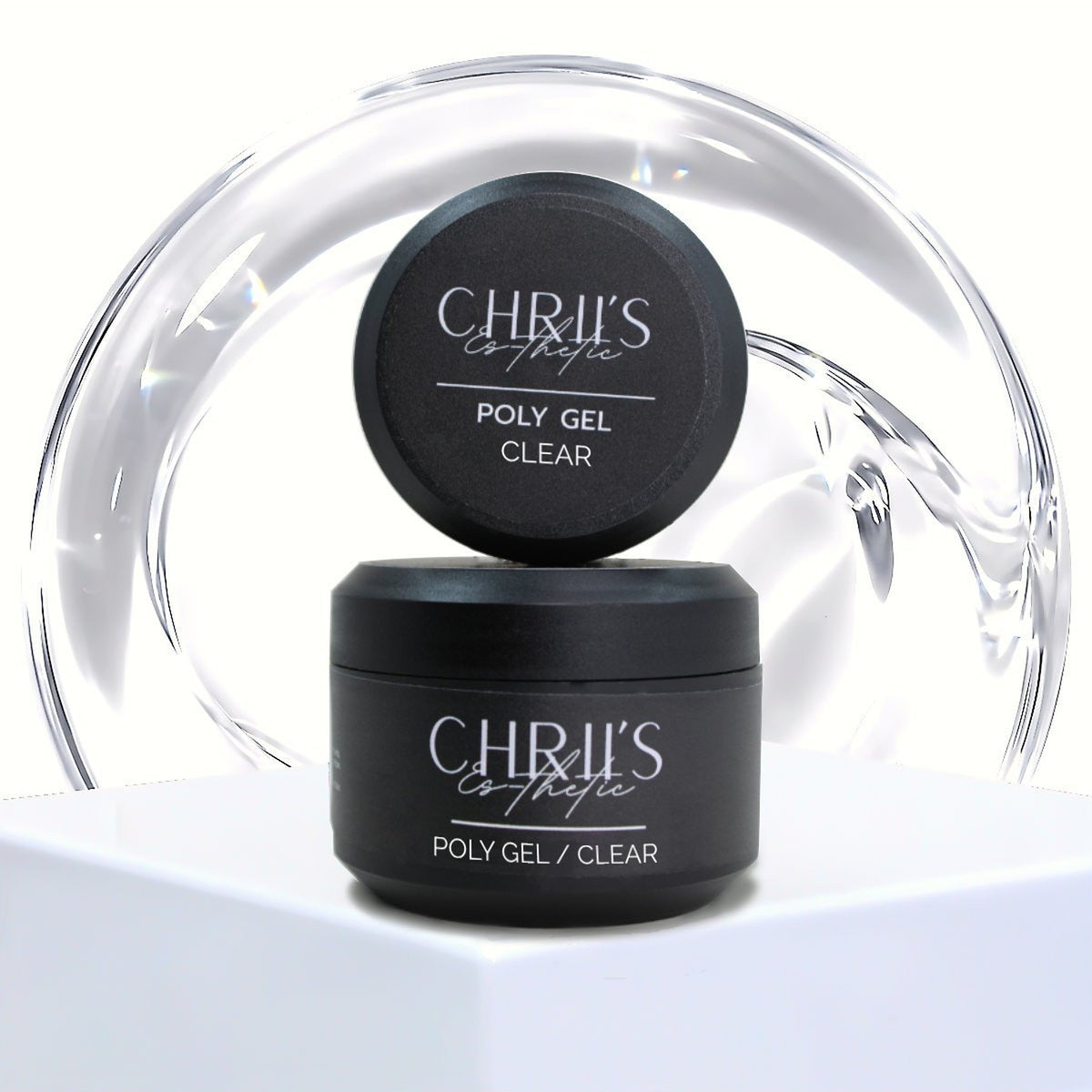 Pots de Polygel Clear CHRIIS‑ESTHETIC, gel transparent pour les ongles, mon style mes ongles a quebec