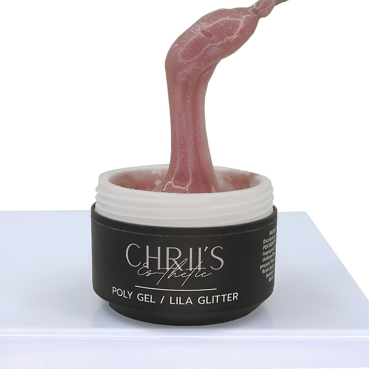 Pots de Polygel -acrygel Lila Glitter CHRIIS‑ESTHETIC, gel rose lilas scintillant pour les ongles, a quebec