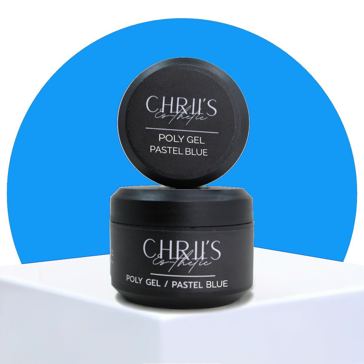 Pots de Polygel Pastel Blue CHRIIS‑ESTHETIC, gel bleu pastel pour les ongles
