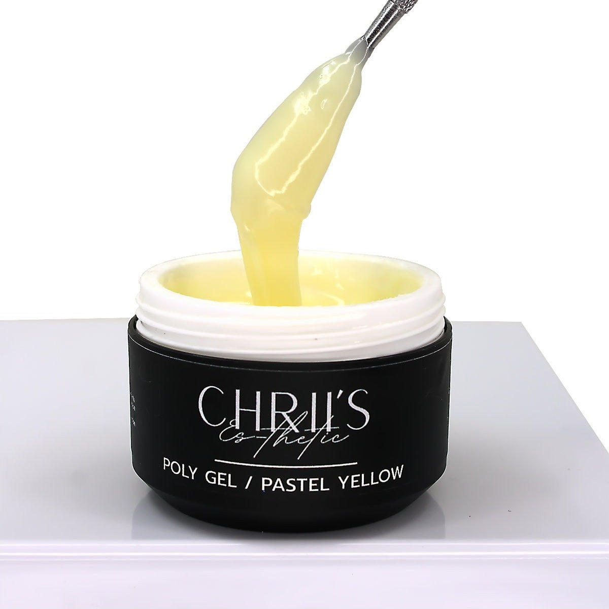 Pots de Polygel Pastel Yellow CHRIIS‑ESTHETIC, gel jaune pastel pour les ongles