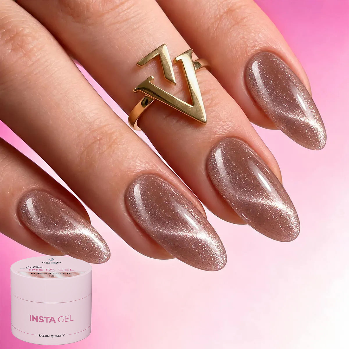 manucure vgel avec le gel insta gel 13 de victoria vynn , cat eyes bronze, dispo dans la distribution ,mon style mes ongles a quebec