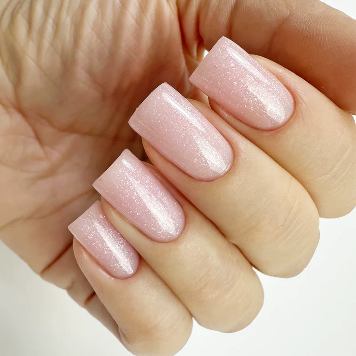Manucure gel en bouteille,  Strong Gel PNB 023 Frosted Rose – ongles rose givré brillants et scintillants | Mon Style Mes Ongles Québec