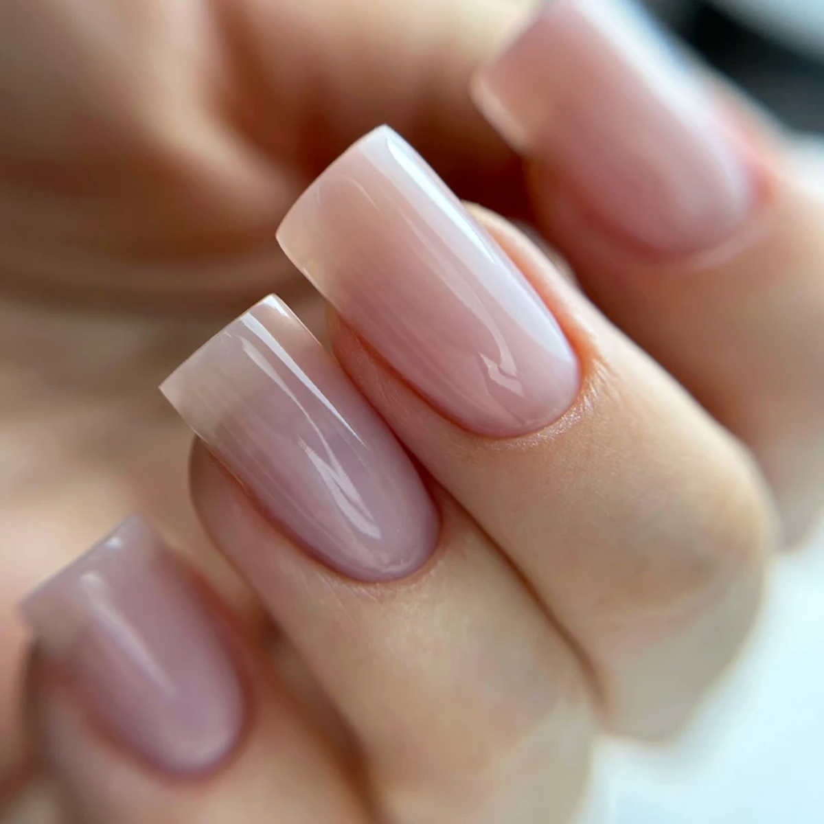 Manucure rose nude brillante en gel PNB – pose professionnelle aux ongles carrés | Mon Style Mes Ongles Québe