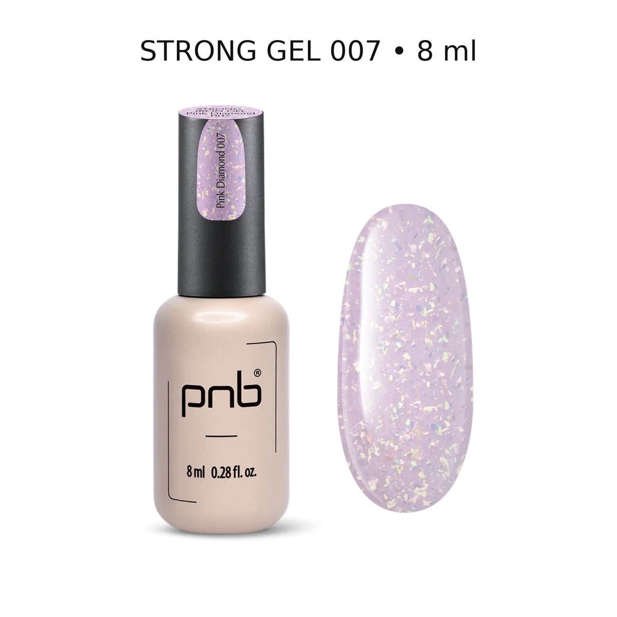 Strong Gel PNB 007 Pink Diamond 8 ml avec nuancier – gel professionnel rose irisé | Mon Style Mes Ongles Québec