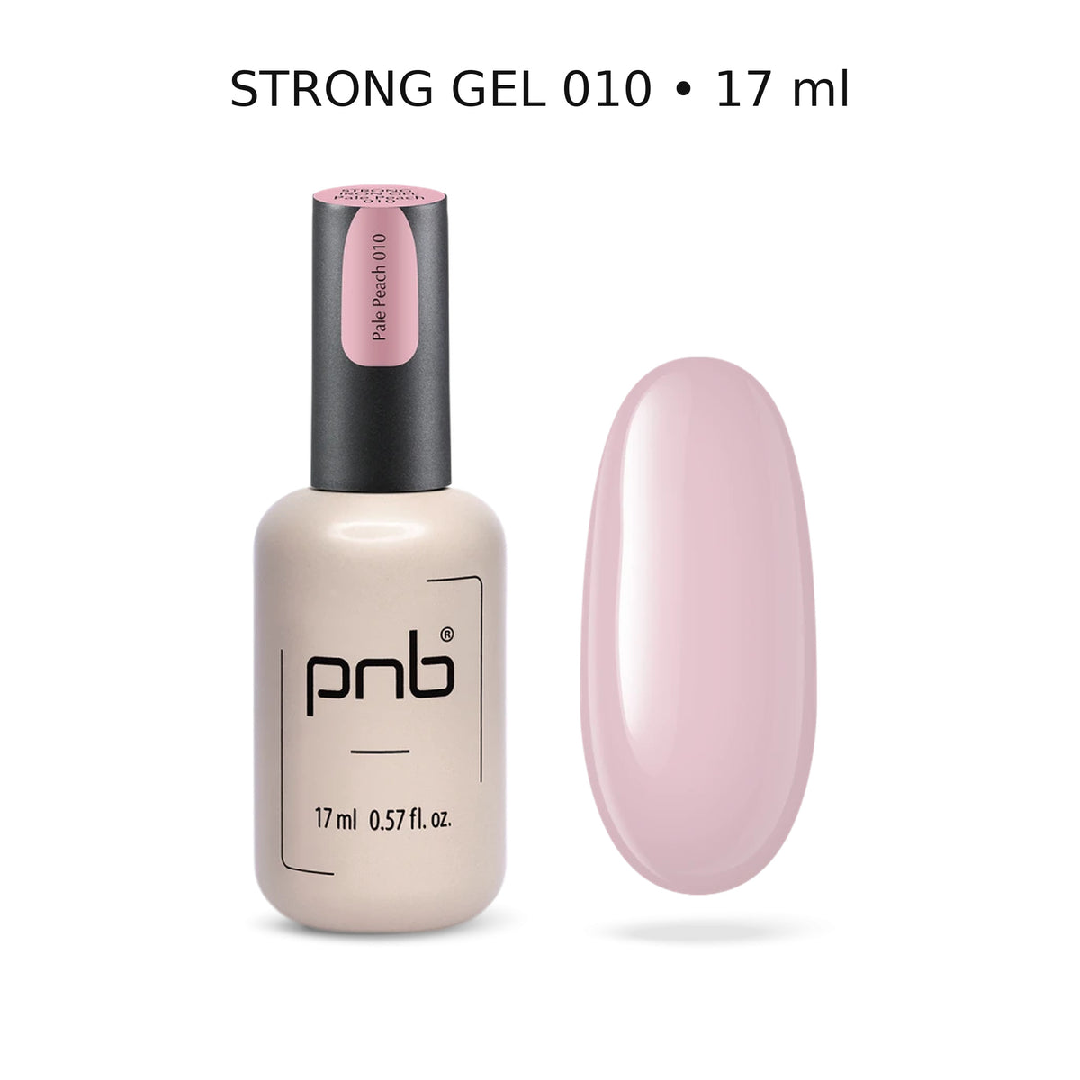 Strong Gel PNB 010 Pale Peach 17 ml avec nuancier – gel professionnel rose pêche | Mon Style Mes Ongles Québec