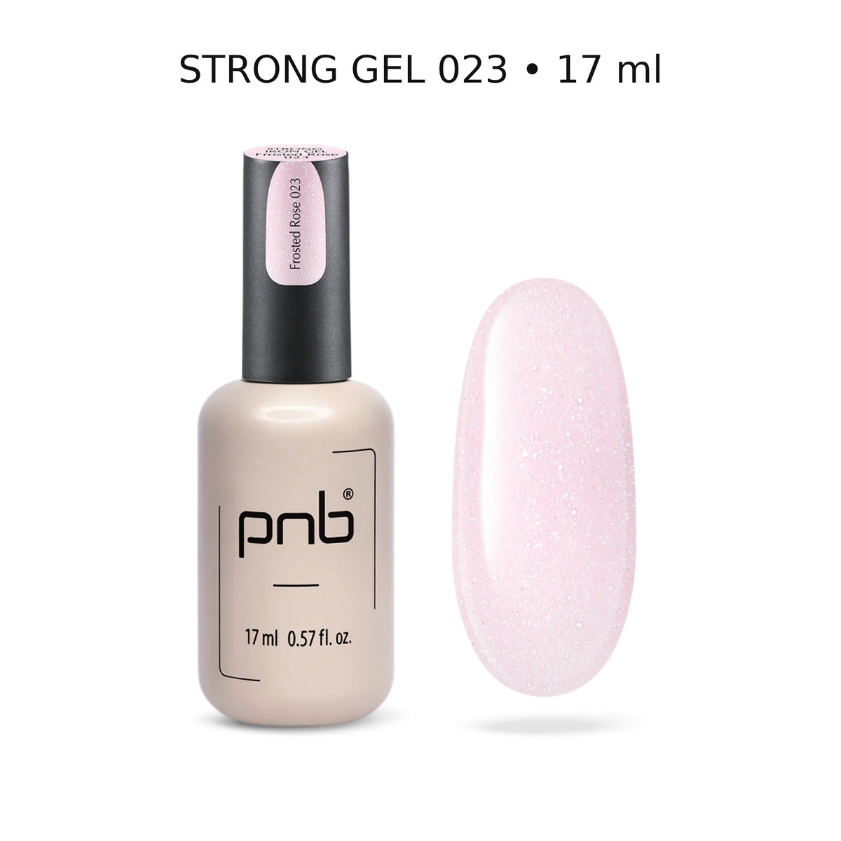 Manucure Strong Gel PNB 023 Frosted Rose – ongles rose givré brillants et scintillants | Mon Style Mes Ongles Québec