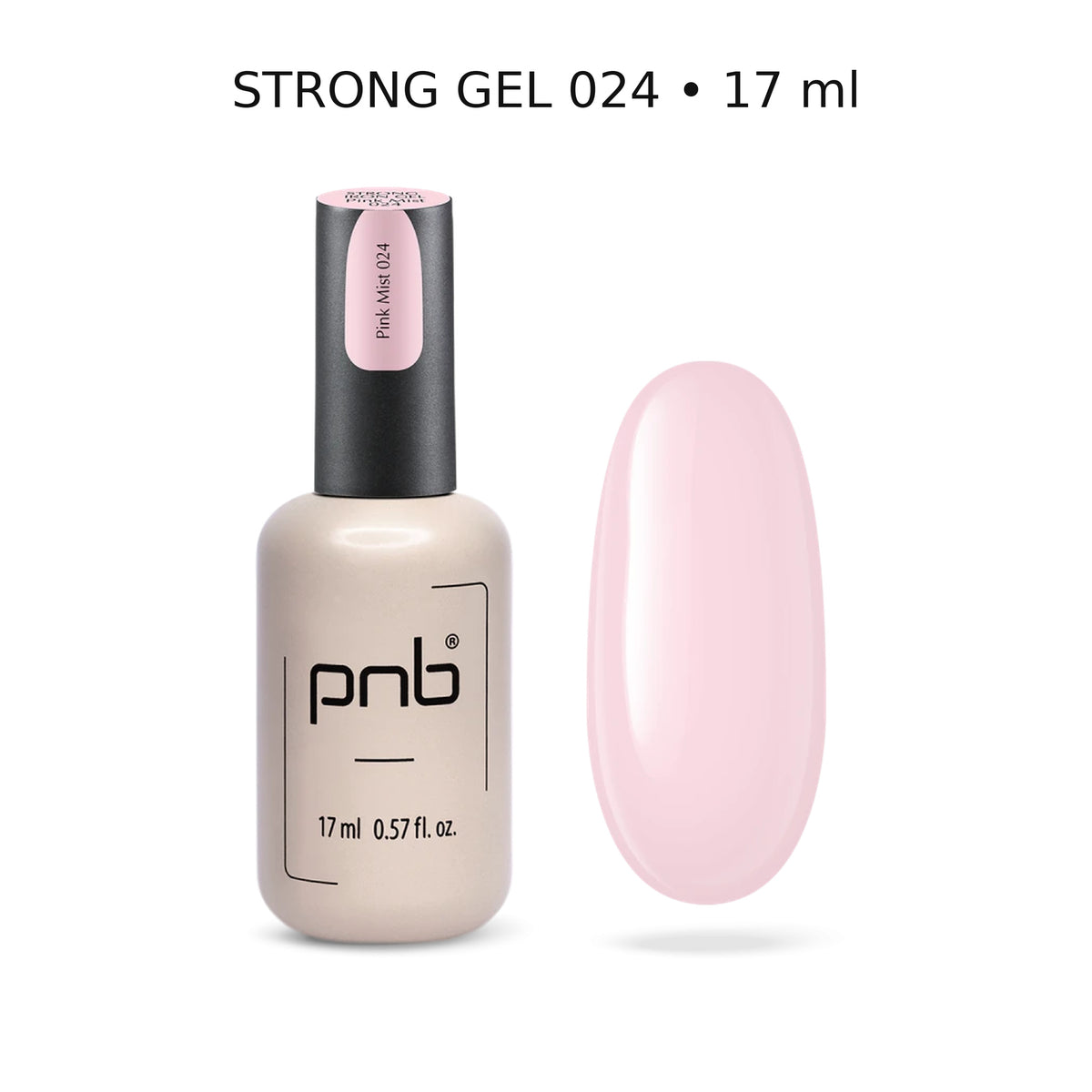 Strong Gel PNB 024 Pink Mist 17 ml avec nuancier – gel professionnel rose pâle | Mon Style Mes Ongles Québec