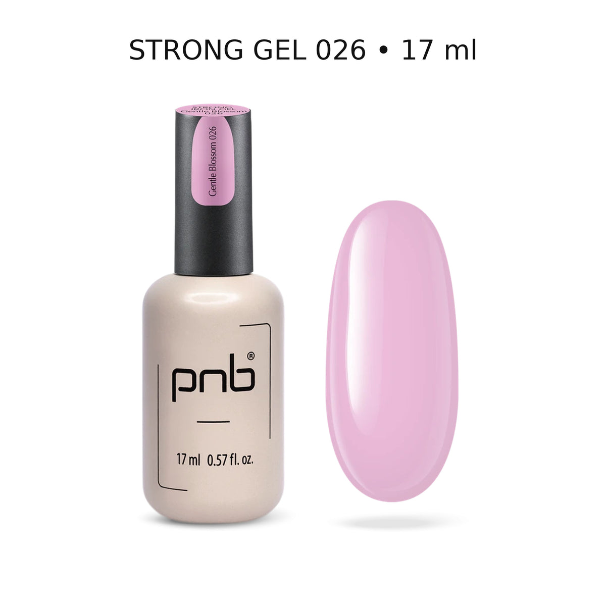 Strong Gel PNB 026 Gentle Blossom 17 ml avec nuancier – gel professionnel rose tendre | Mon Style Mes Ongles Québec