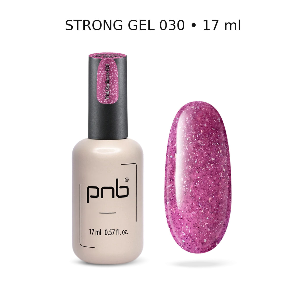 Strong Gel PNB 030 Pink Radiance 17 ml avec nuancier – gel professionnel rose scintillant | Mon Style Mes Ongles Québec