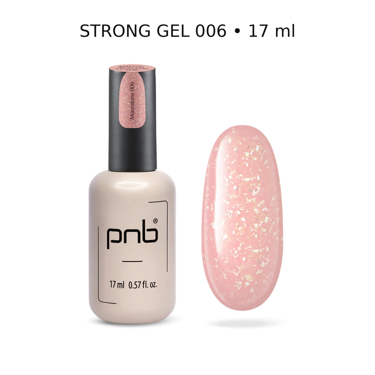 Manucure Strong Gel PNB 006 Moonstone – ongles nude rosé avec effet irisé brillant | Mon Style Mes Ongles Québec