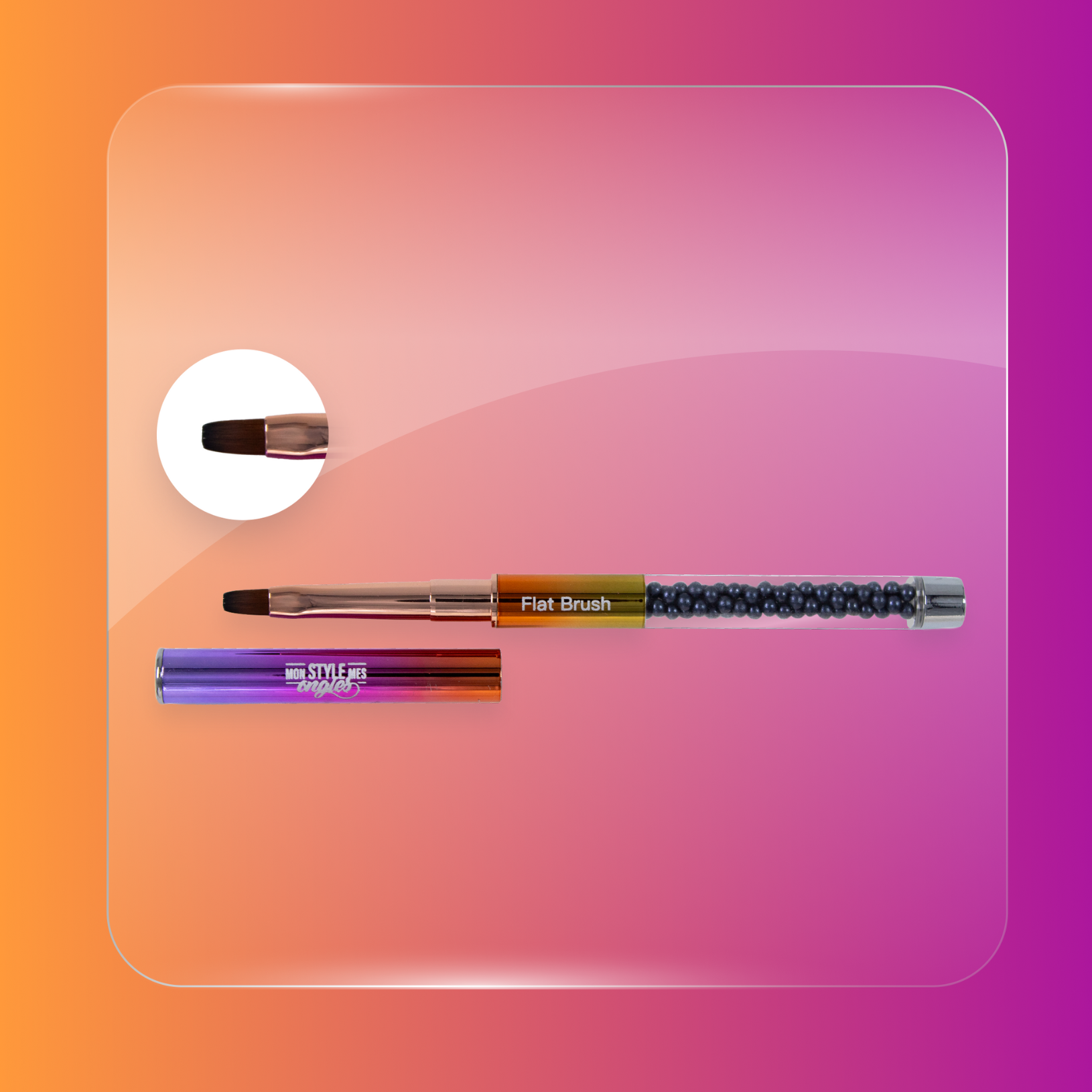 Pinceau carré,  pinceau flat pour application gel ou de base gel , mon style mes ongles