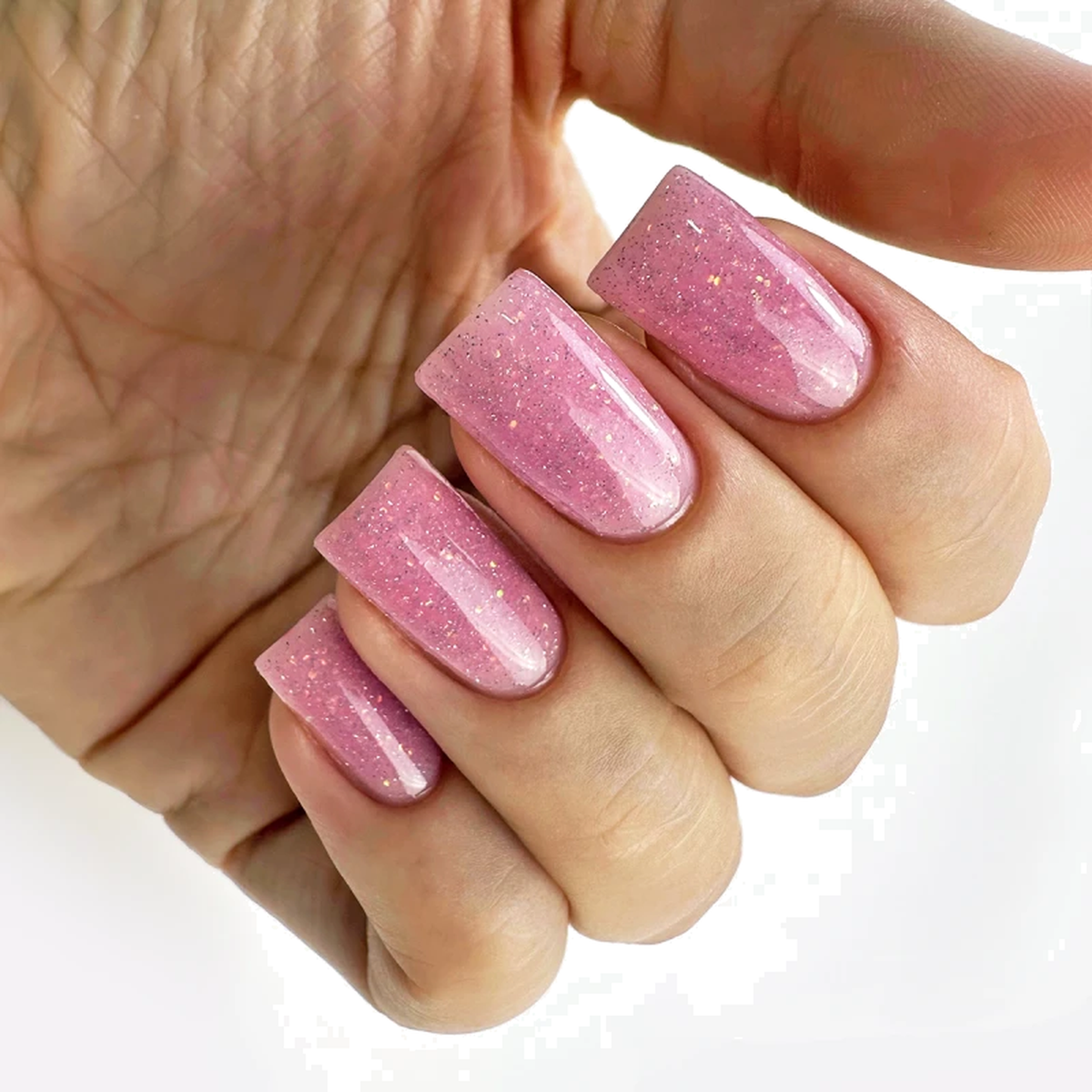 Manucure rose pailletée réalisée avec Builder Gel PNB – gel de construction professionnel | Mon Style Mes Ongles Québec