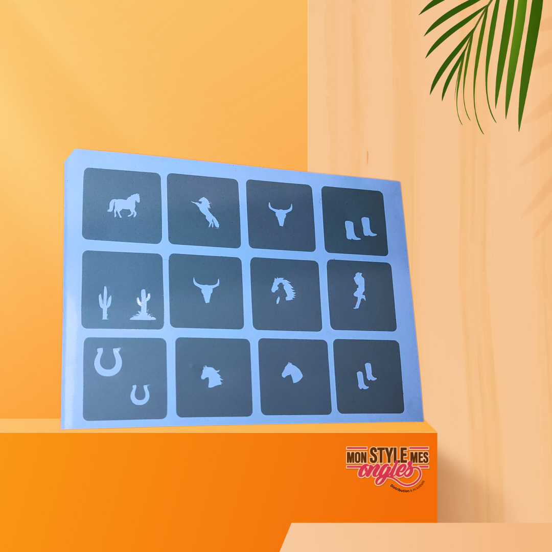 Stencil Western Airbrush – Motifs Cowboys, Chevaux & Country