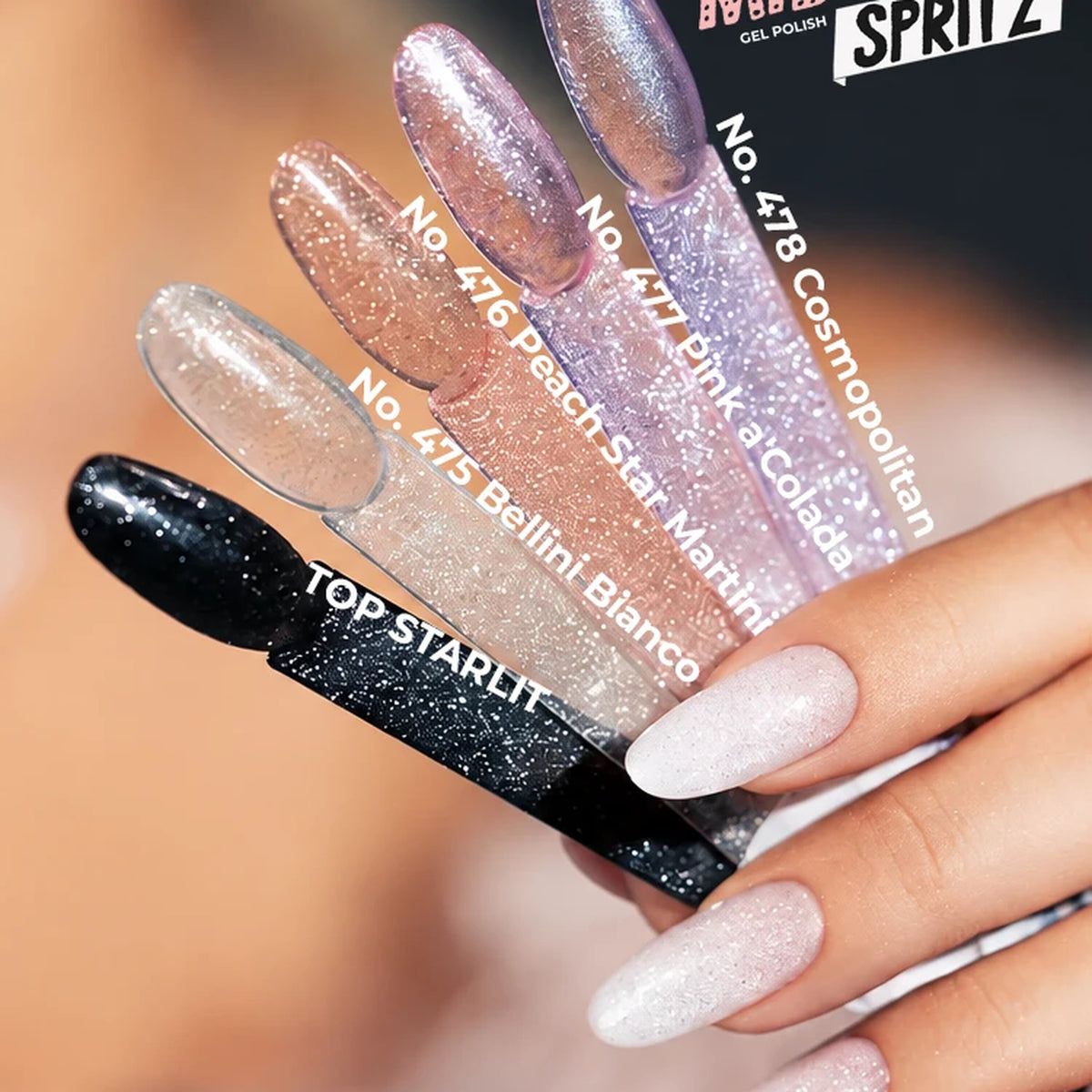 Nuancier des teintes scintillantes de la collection Midnight Spritz de Victoria Vynn, chez mon style mes ongles