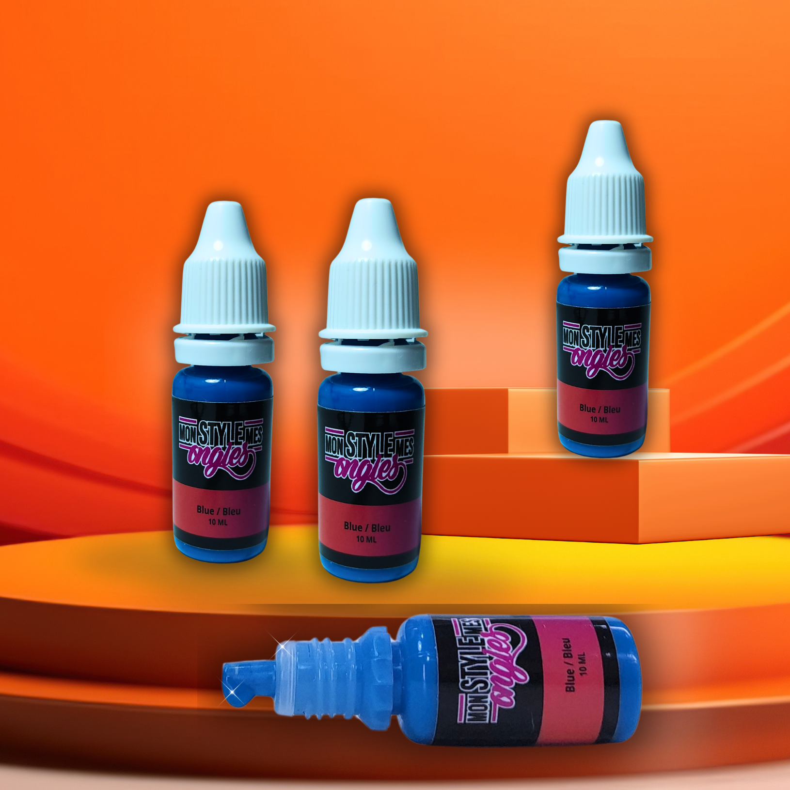 Peinture Airbrush MSMO – Bleu / Blue – pour ongles, prête à l’emploi et ultra pigmentée