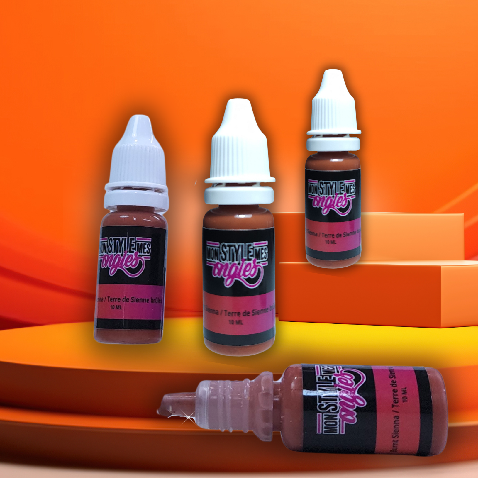 Peinture Airbrush MSMO – Terre de Sienne brûlée / Burnt Sienna – pour ongles, prête à l’emploi et ultra pigmentée