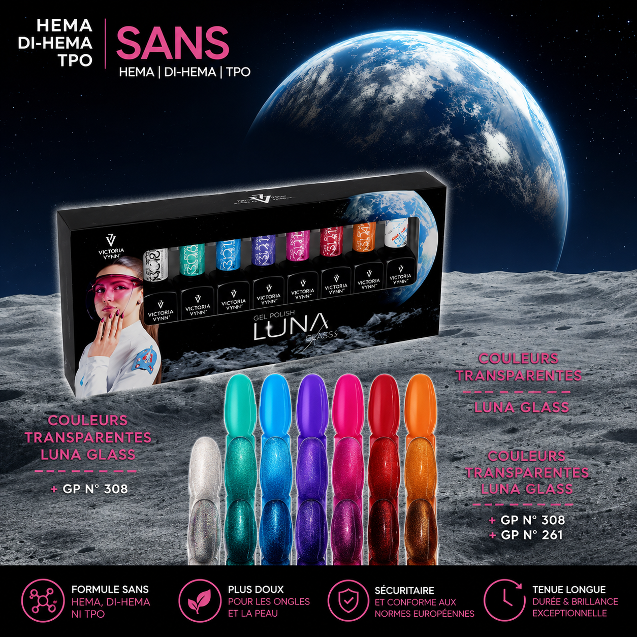 Kit LUNAglass No. 408-414 – 7 vernis + aimant + Top Coat | Victoria Vynn