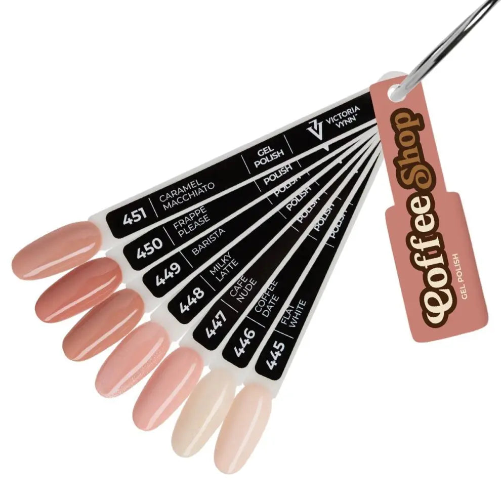 démo vernis gel Victoria VYNN Coffee Shop – couleurs nude 445 à 451 | Ongles professionnel Québec