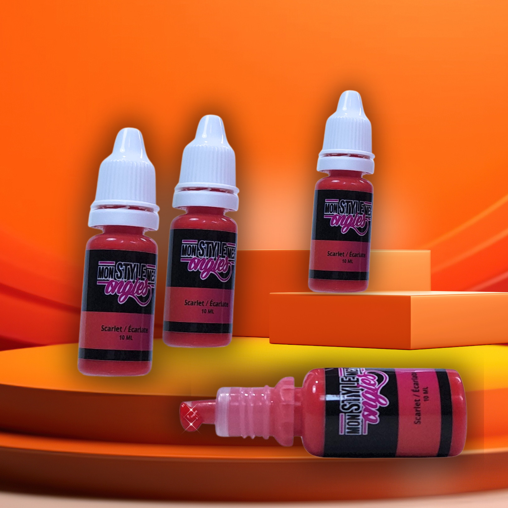 Peinture Airbrush MSMO – Écarlate / Scarlet – pour ongles, prête à l’emploi et ultra pigmentée