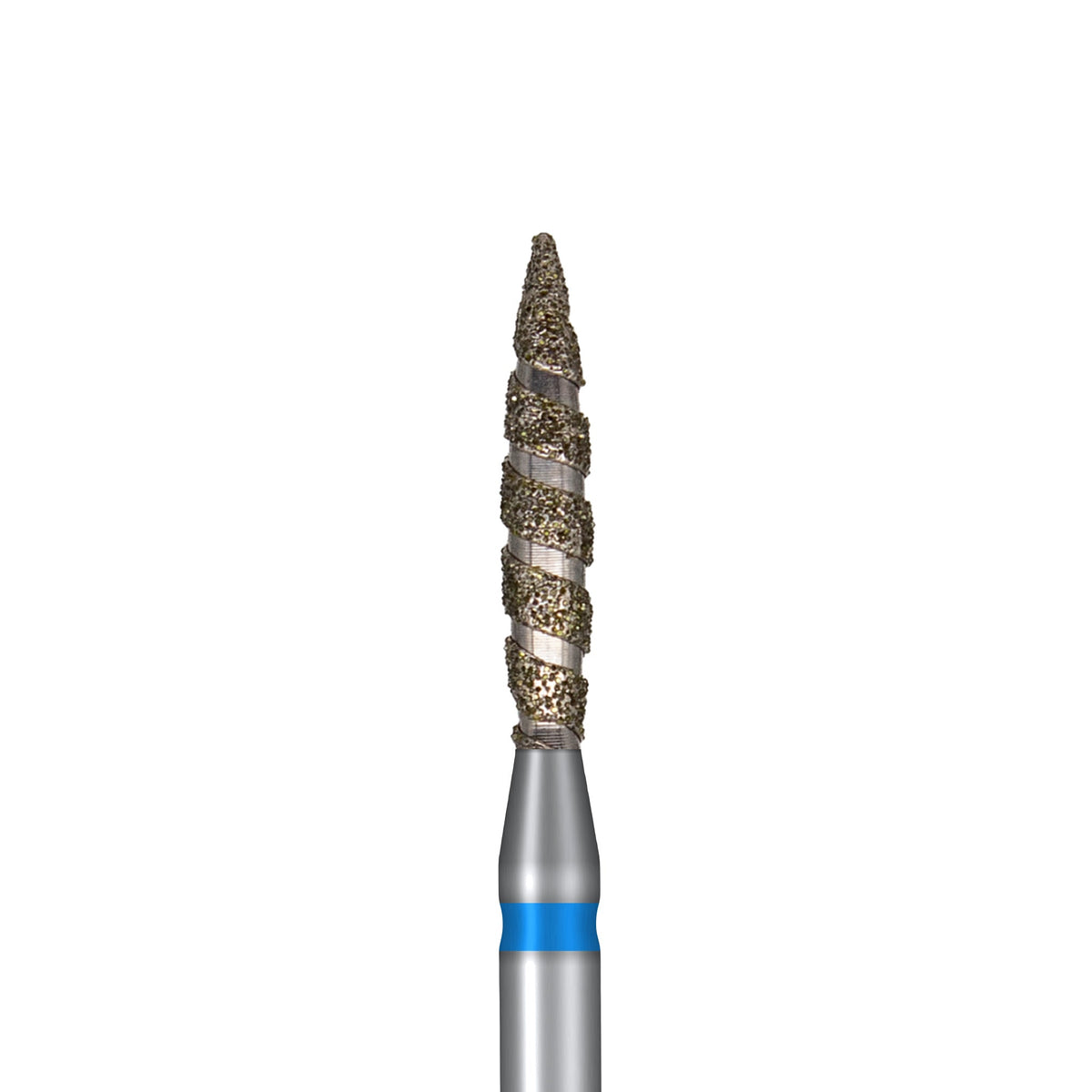 Flamme torsadée bleue – gros plan du grain diamant, du col et de la bague colorée | Mon Style Mes Ongles