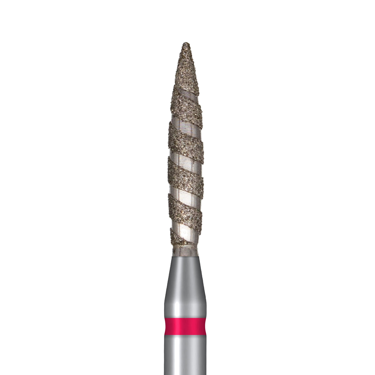 Flamme torsadée rouge – gros plan du grain diamant, du col et de la bague colorée | Mon Style Mes Ongles
