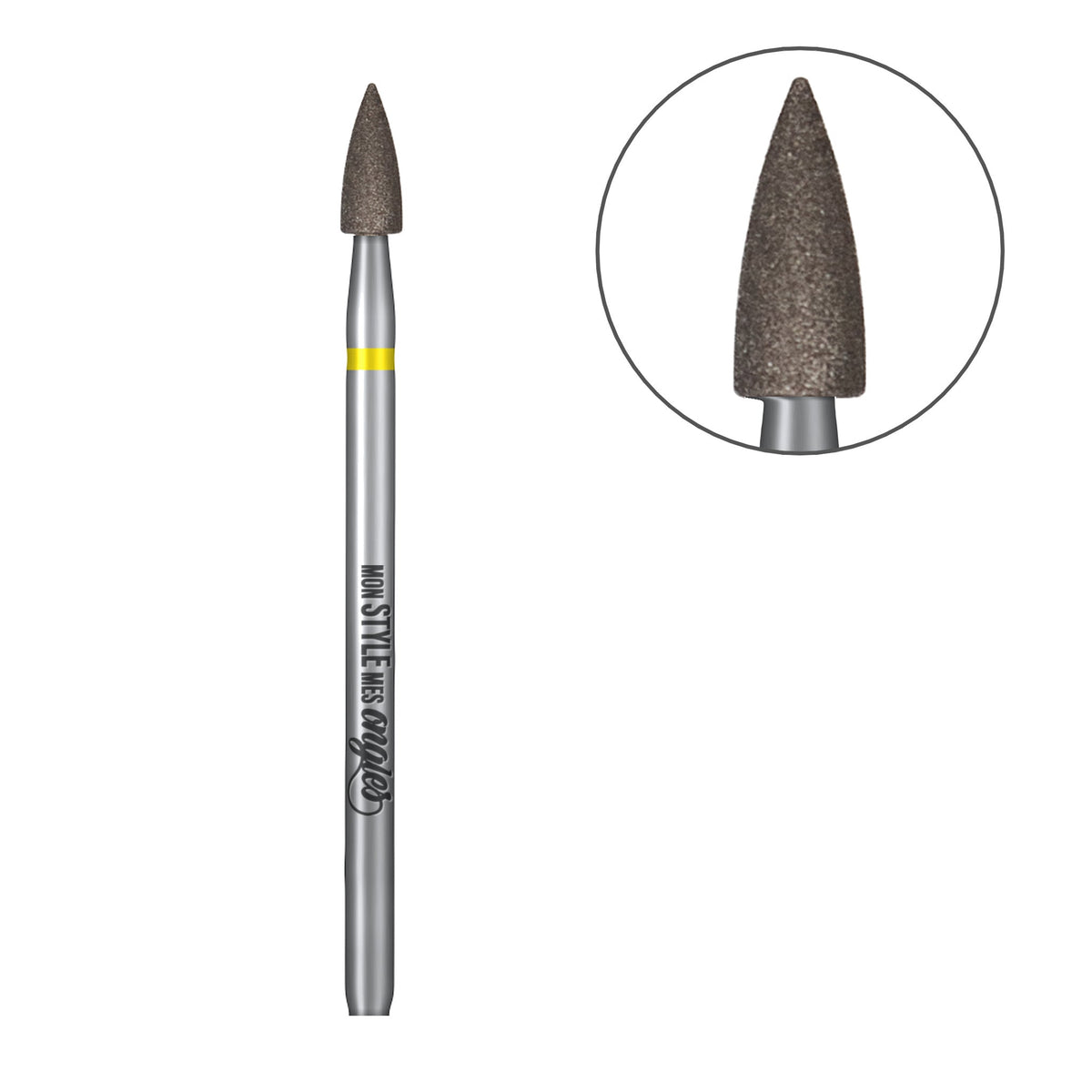Flèche jaune – vue complète avec zoom sur la tête de l'embout | Mon Style Mes Ongles