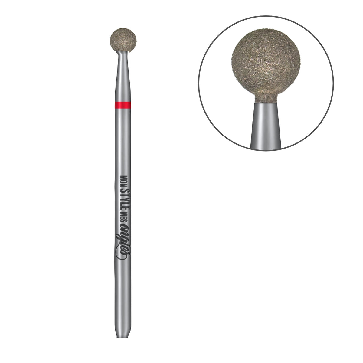 Mini boule rouge 3.0 – vue complète avec zoom sur la tête de l'embout | Mon Style Mes Ongles