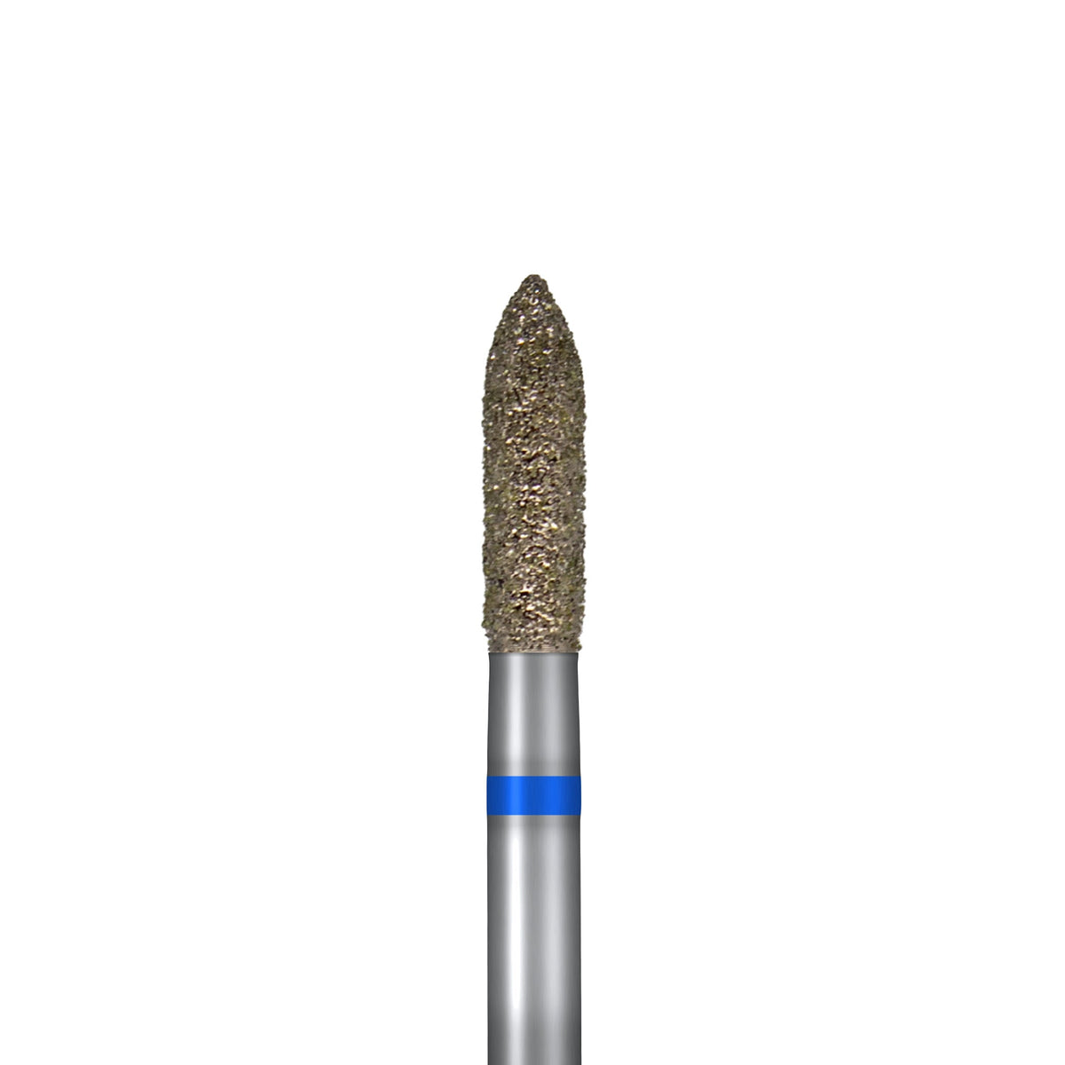 Torpille bleue grain moyen – gros plan du grain diamant, du col et de la bague colorée | Mon Style Mes Ongles