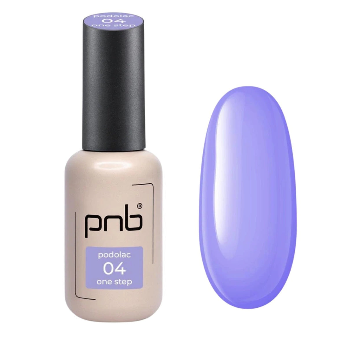 Vernis gel PNB Podolac One Step n° 04 Vibe lavande violet, flacon de 8 ml et échantillon de couleur | Mon Style Mes Ongles Québec