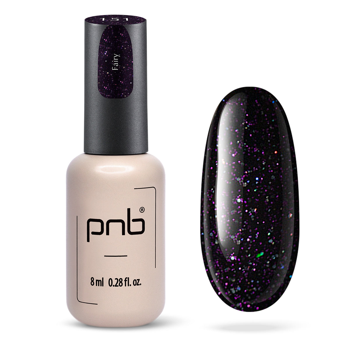 Flacon et échantillon du vernis gel PNB n° 151 Fairy.