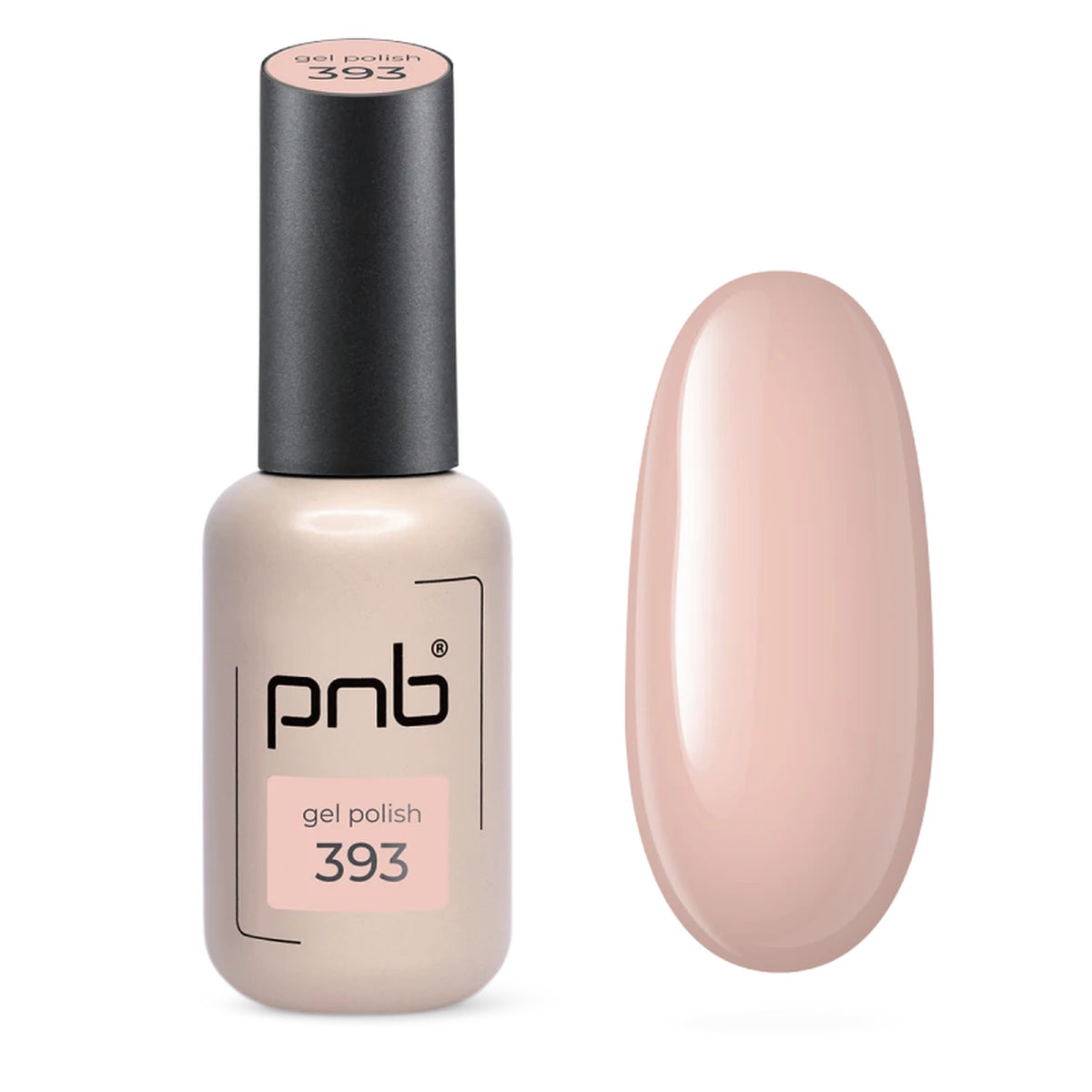 Flacon et échantillon du vernis gel PNB n° 393 Cacao Cream.