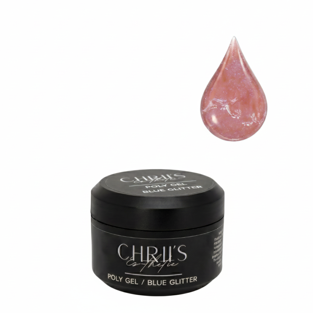 Polygel Blue Glitter Rosé Pailleté | Chriis-Esthetic