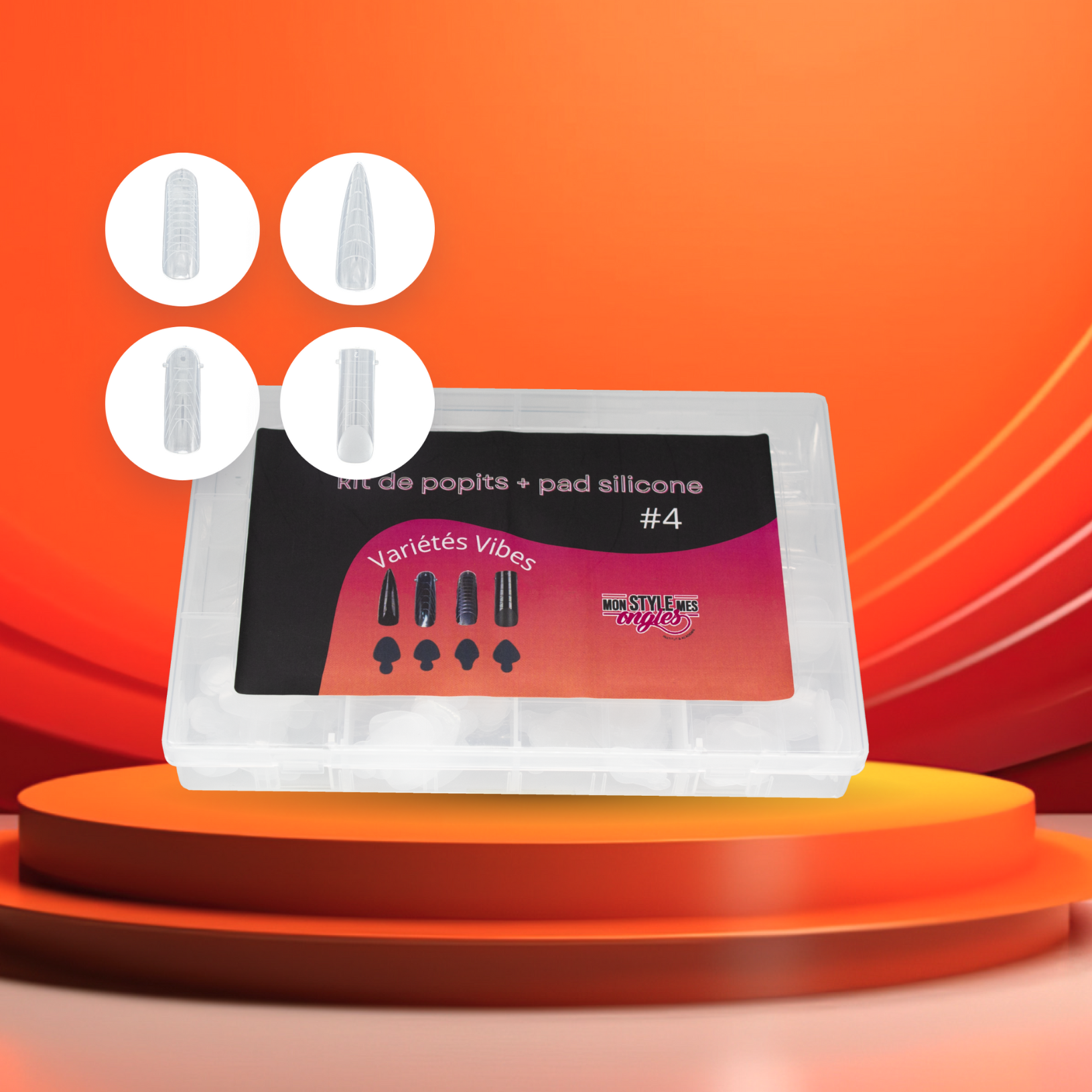 popits, pads de silicone, dual form amande, carré, conventionelle, distribuer par mon style mes ongles