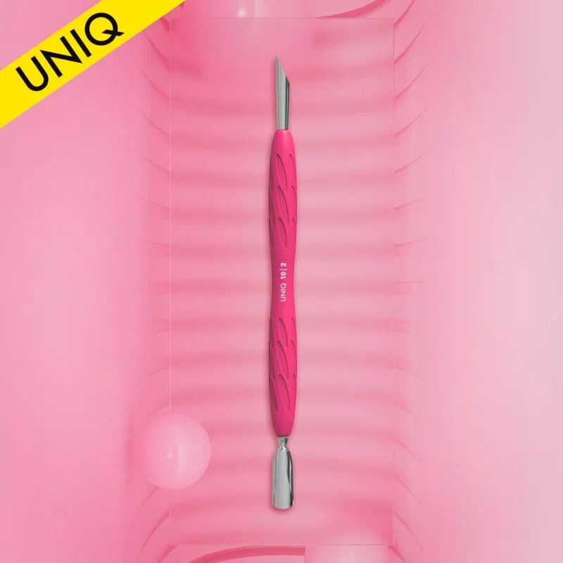 Poussoir à manucure Staleks avec manche en silicone « Gummy » UNIQ 10 TYPE 2 (poussoir étroit et arrondi + poussoir incliné)