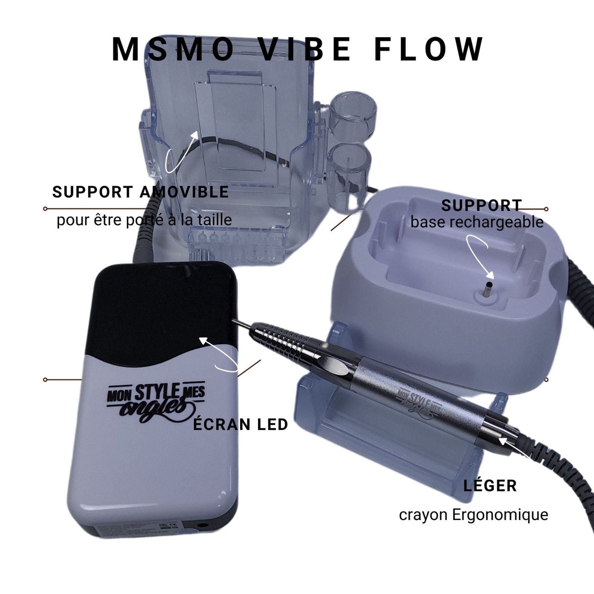 Lime électrique sans fil VIBE Flow MSMO – 85W, design bicolore blanc et noir | Mon Style Mes Ongles