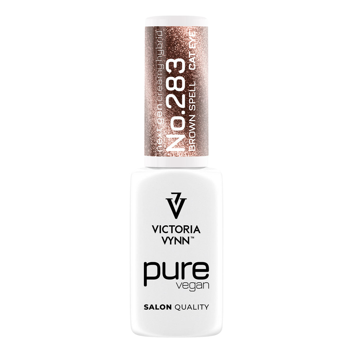 Flacon seul de vernis gel Pure Creamy 283 Brown Spell Victoria Vynn, 8 ml, sur fond blanc.