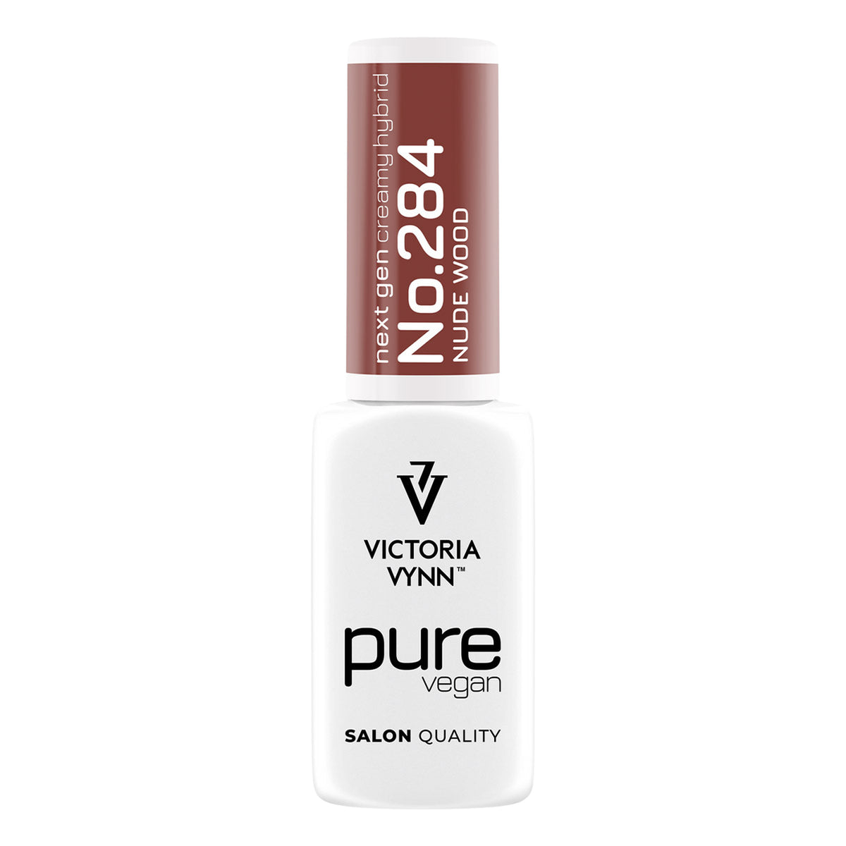 Flacon seul de vernis gel Pure Creamy 284 Nude Wood Victoria Vynn, 8 ml, sur fond blanc.
