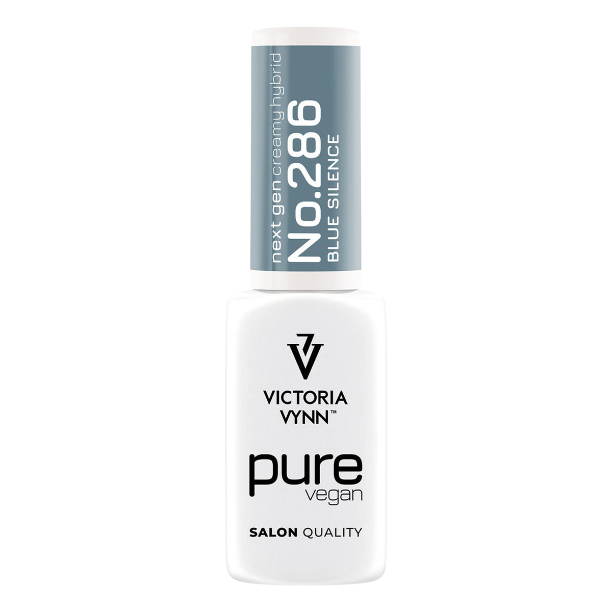 Flacon seul de vernis gel Pure Creamy 286 Blue Silence Victoria Vynn, 8 ml, sur fond blanc.