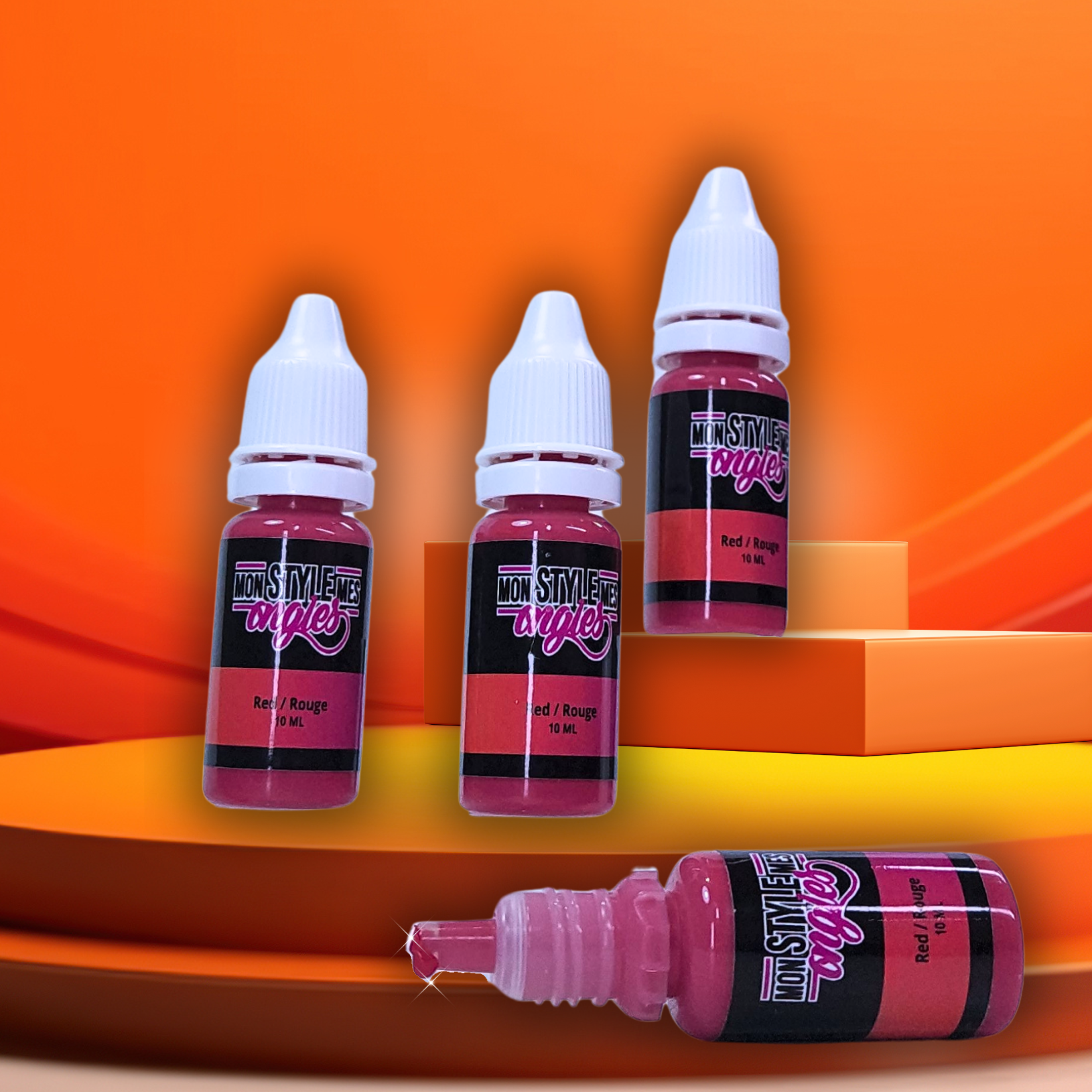 Peinture Airbrush MSMO – Rouge / Red – pour ongles, prête à l’emploi et ultra pigmentée