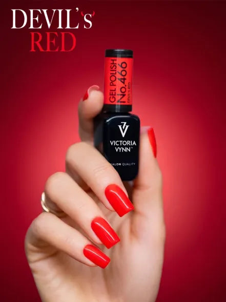 polish gel Victoria VYNN 466 Devil’s Red rouge glamour intense sur ongles