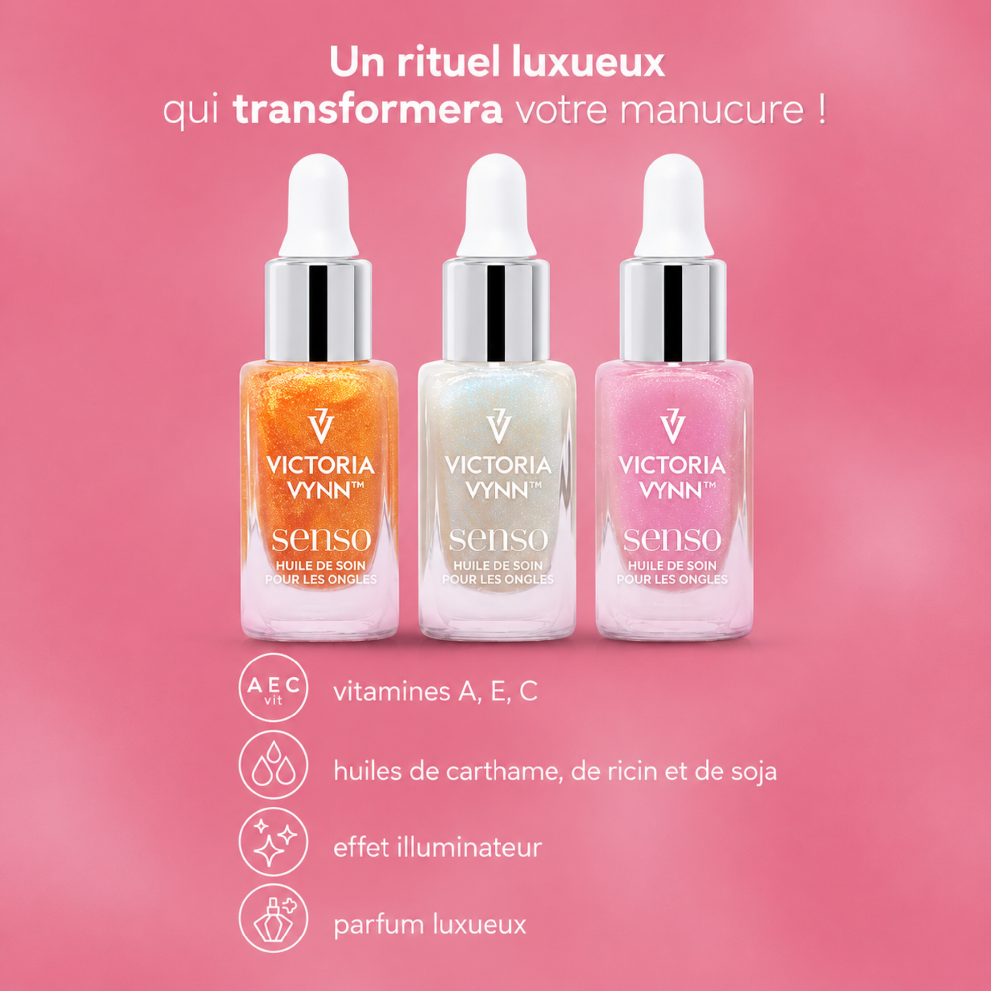 Coffret Senso Nail Care Oil Victoria Vynn 3 × 9 ml – Coffret de trois huiles nourrissantes pour les cuticules et les ongles naturels | Mon Style Mes Ongles