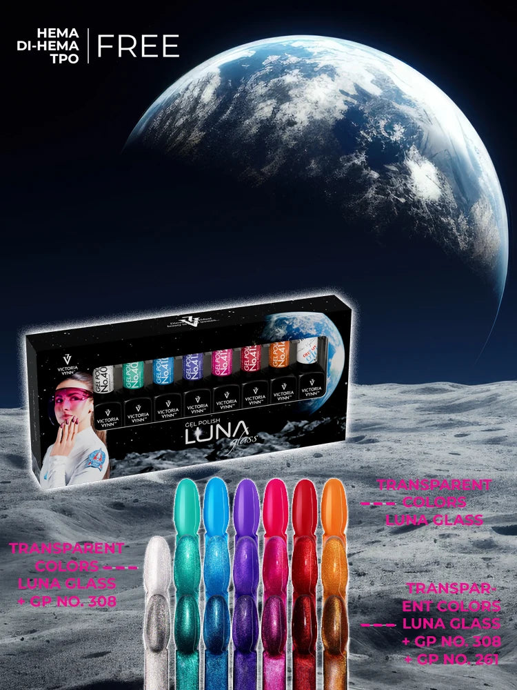 Victoria VYNN 8 Pack Luna Glass Gel Polish 408-414 + Magnet gratuit & Oh ! My Gloss Top Coat 8ml